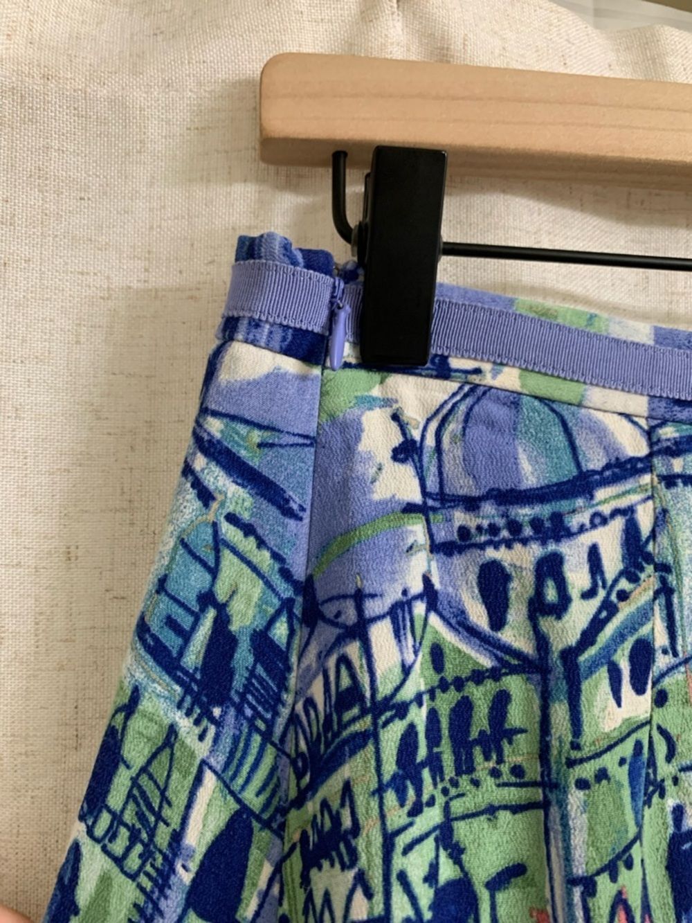Liz Claiborne Cupro Coastal Seaport A line Printed Midi Skirt Seaside City 10 - Picture 6 of 9